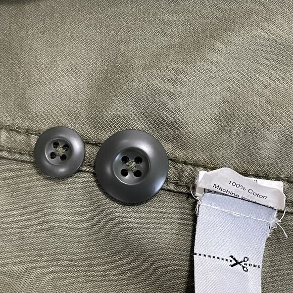 Madewell Green Cotton Button Up Army Jacket Collar Snap Pockets Size Small S - Picture 16 of 16